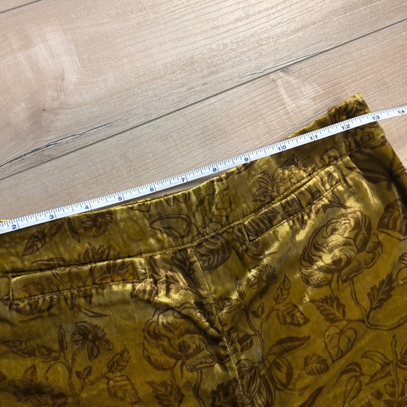 Anthropologie Gold Velvet Wide-Leg Floral Pants - Picture 8 of 10